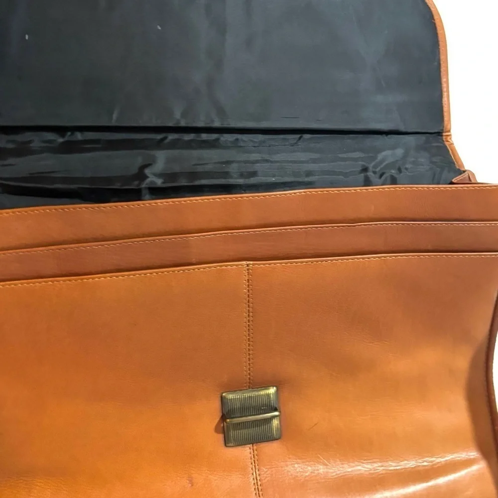 Vintage unisex Classic brown brief travel, messenger, work Leather Men's Bag